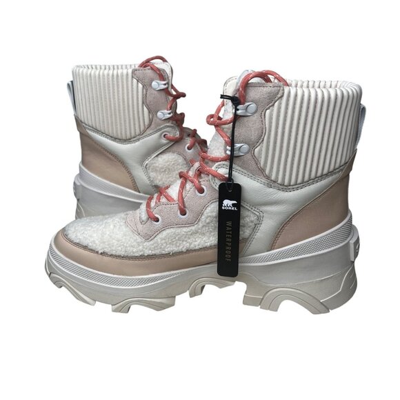 Sorel Brex Cozy Lace-Up Womens Boots Faux Fur Leather Beige Size 11 - Picture 10 of 15